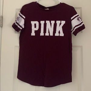 Pink burgundy short sleeve shirt